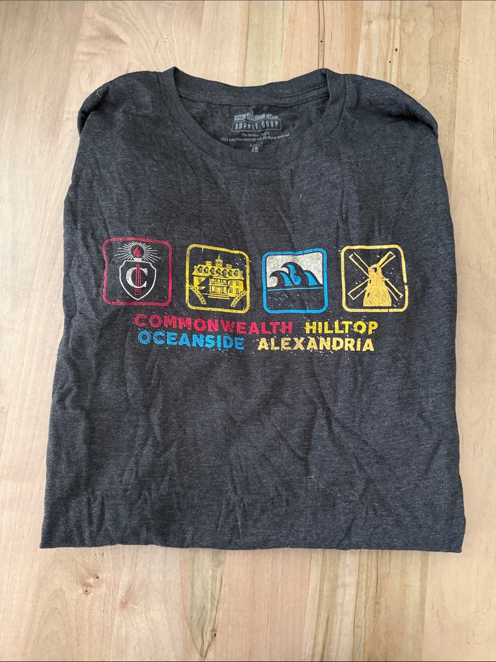 Charcoal Graphic Short-Sleeve Tee with Multicolor Icons